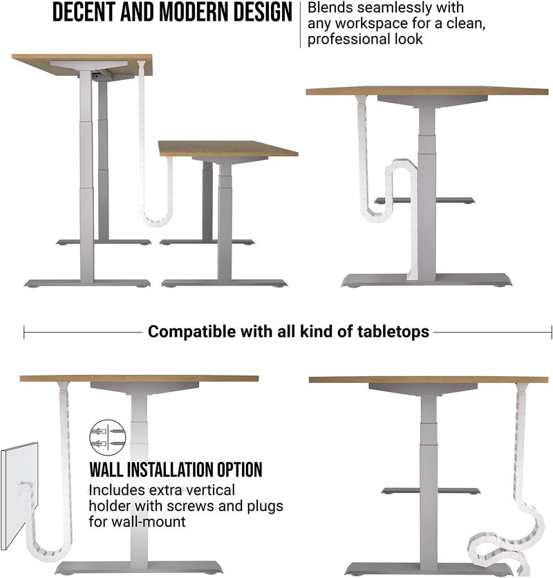 Ultimate Setup Under Desk Cable Management Vertebrae - Perfect for Sit Stand Desk - White, 133 cm - Image 4